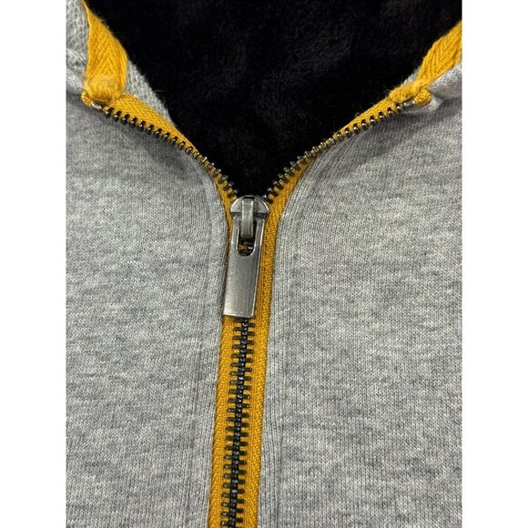 Peace Love World Hoodie Gray Yellow Women Full-Zip Small BOHO Hippie Casual Gym - Picture 3 of 6